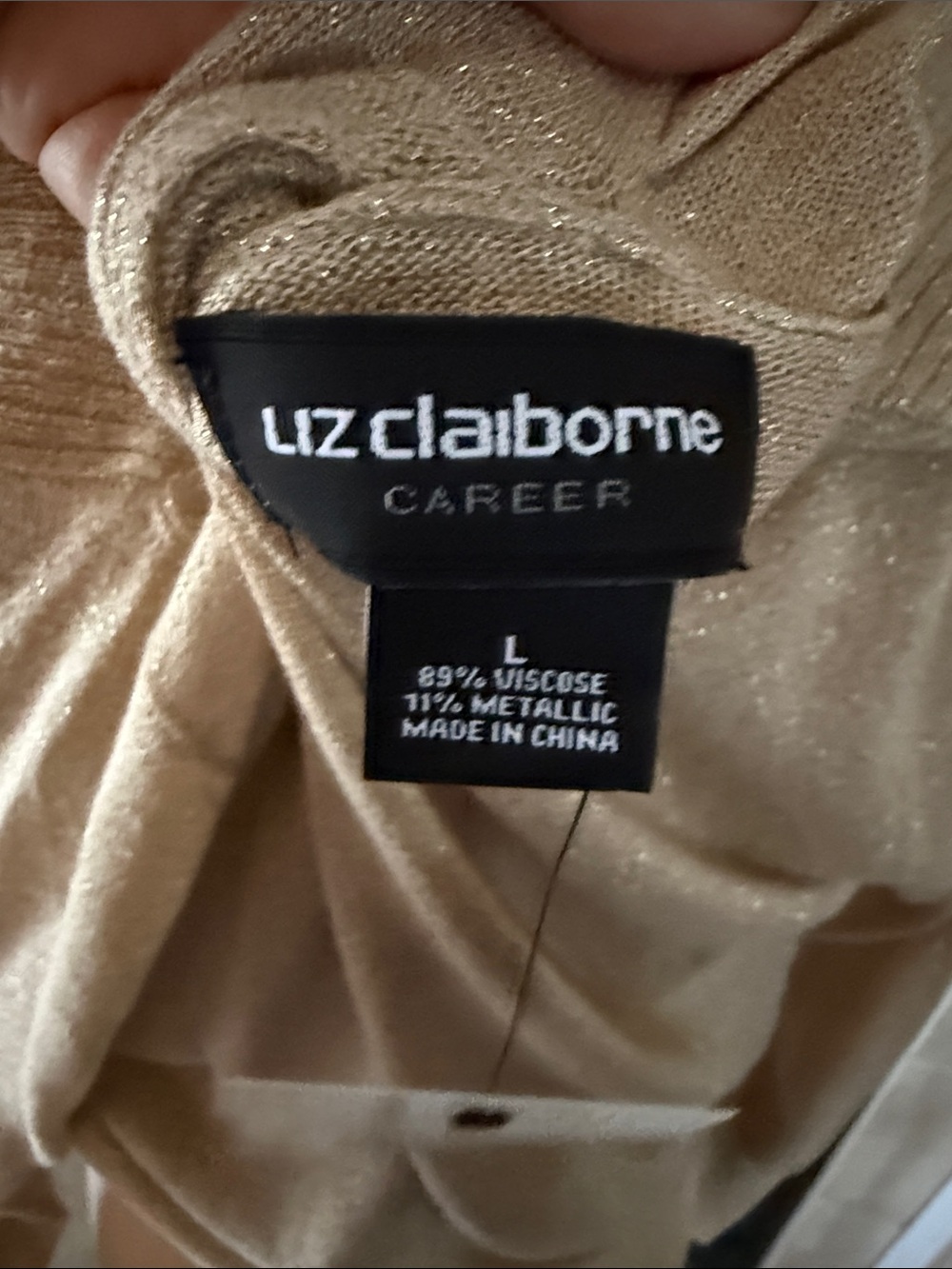 NWT jcpenney Gold Lurex Surplice Top Shimmery Large Lightweight Sheer Sweater - Picture 8 of 8